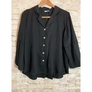 NEW $98 Toofan Lagenlook Top Large Button Front Artsy Capsule Closet Staple